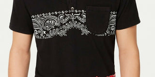 Bandana listrada masculina American Rag Henley preta tamanho grande