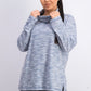 Karen Scott Sport Feminino Space-Dyed Cowlneck Top Azul Tamanho P