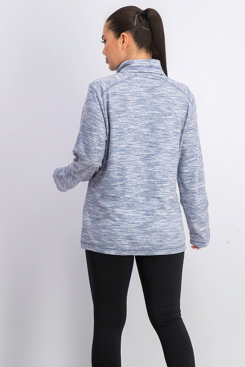 Karen Scott Sport Feminino Space-Dyed Cowlneck Top Azul Tamanho P