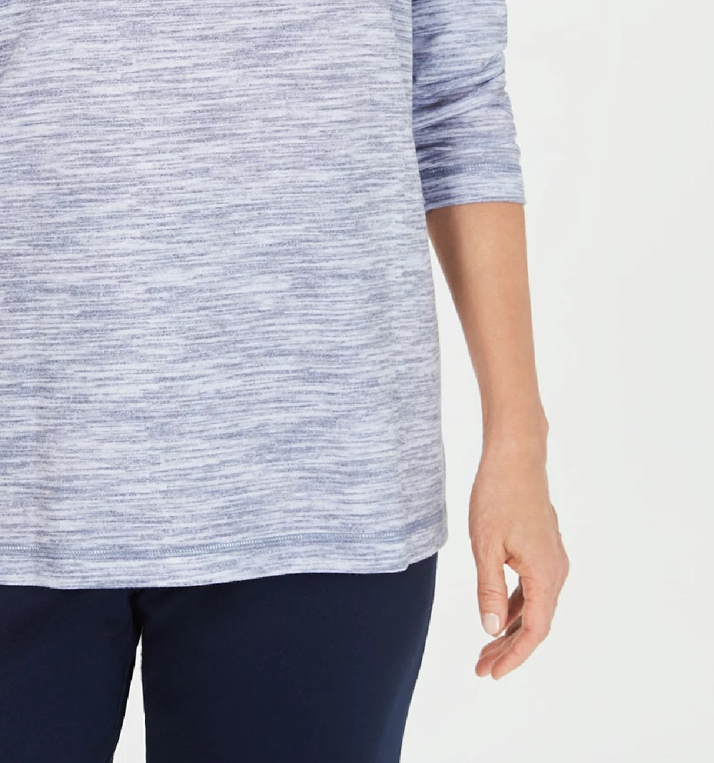 Karen Scott Top feminino com decote funil e tingimento espacial, azul-marinho, tamanho extragrande