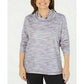 Karen Scott Sport Feminino Space Dyed Cowlneck Top Cinza Tamanho P