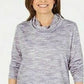 Karen Scott Sport Feminino Space Dyed Cowlneck Top Cinza Tamanho P