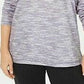 Karen Scott Sport Feminino Space Dyed Cowlneck Top Cinza Tamanho P