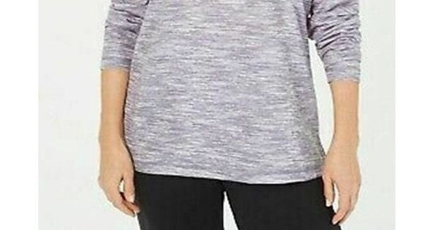 Karen Scott Sport Feminino Space Dyed Cowlneck Top Cinza Tamanho P