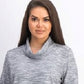 Karen Scott Sport Feminino Space-Dyed Cowlneck Top Cinza Tamanho XX-G