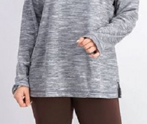 Karen Scott Sport Feminino Space-Dyed Cowlneck Top Cinza Tamanho XX-G