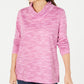 Karen Scott Sport Feminino Space-Dyed Cowlneck Top Rosa Tamanho X-G