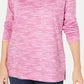 Karen Scott Sport Feminino Space-Dyed Cowlneck Top Rosa Tamanho X-G
