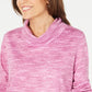 Karen Scott Sport Feminino Space-Dyed Cowlneck Top Vermelho Tamanho Grande