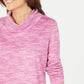 Karen Scott Sport Feminino Space-Dyed Cowlneck Top Vermelho Tamanho Médio