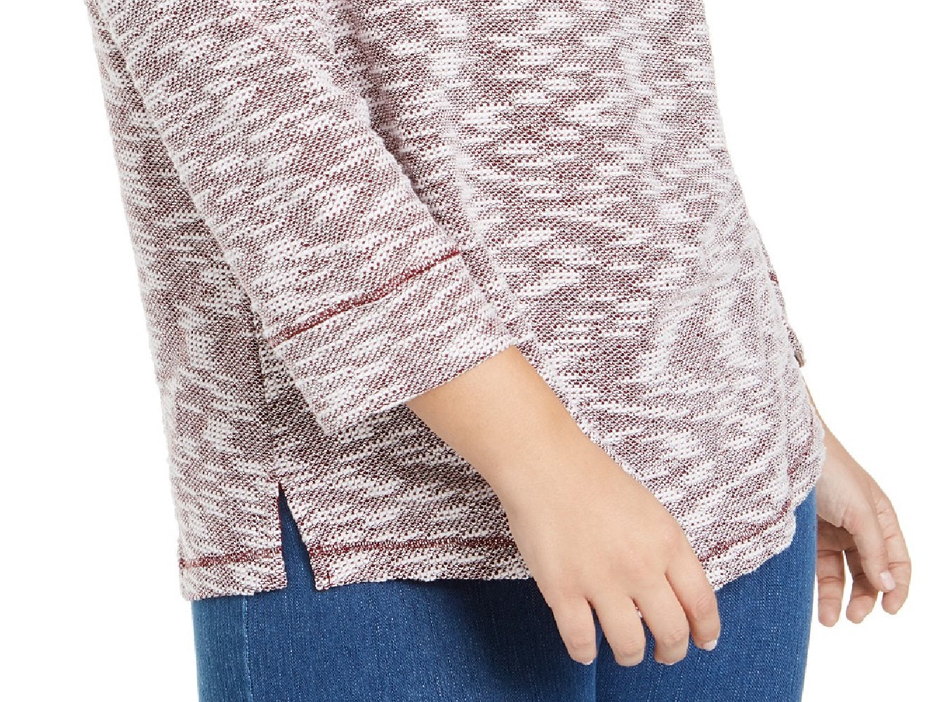 Moletom Karen Scott Feminino com Textura Marmoreada, Vermelho, Tamanho Pequeno