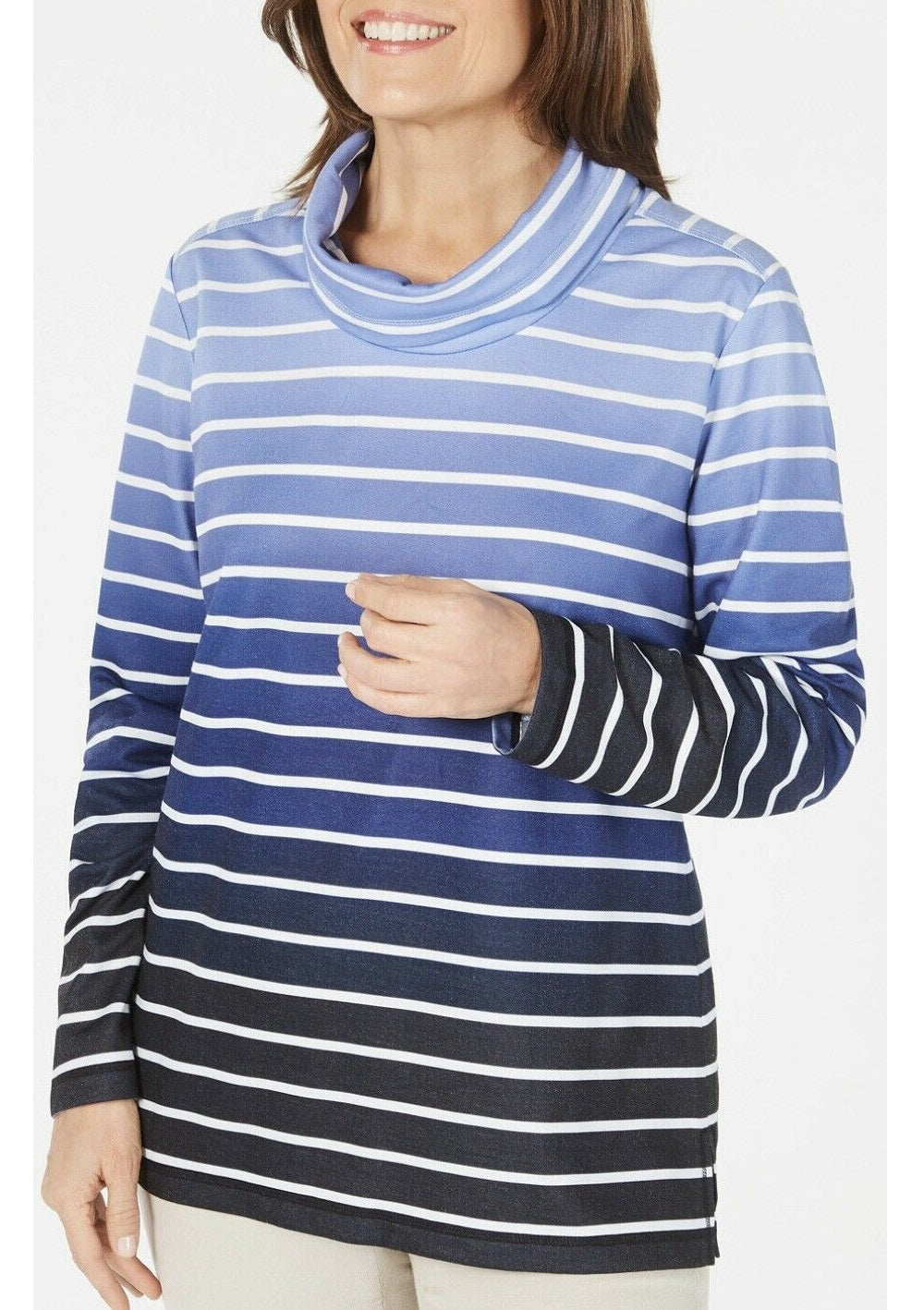 Karen Scott Sport Ombré Listrado Gola Alta Feminino Azul Tamanho P