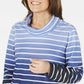 Karen Scott Sport Ombre Listrado Gola Alta Azul Marinho Tamanho Grande Feminino