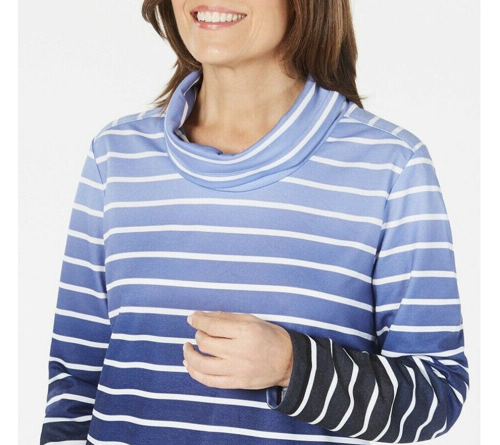 Karen Scott Sport Ombre Listrado Gola Alta Azul Marinho Tamanho Grande Feminino