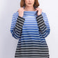 Karen Scott Sport Ombre Listrado Gola Alta Top Azul Marinho Tamanho X-G Feminino