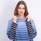 Karen Scott Sport Ombre Listrado Gola Alta Top Azul Marinho Tamanho X-G Feminino
