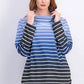 Karen Scott Blusa Feminina Listrada Ombré Gola Alta Azul Marinho Tamanho XXG