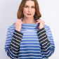Karen Scott Blusa Feminina Listrada Ombré Gola Alta Azul Marinho Tamanho XXG