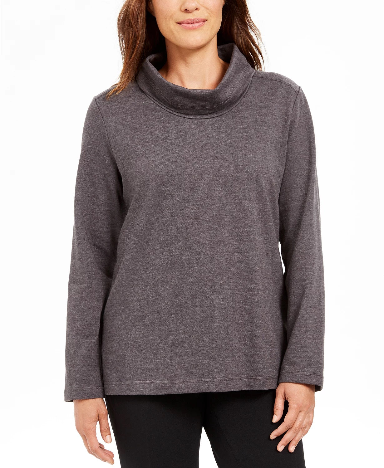 Karen Scott Top esportivo feminino com gola alta, cor carvão, tamanho XXG