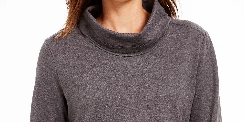 Karen Scott Top esportivo feminino com gola alta, cor carvão, tamanho XXG