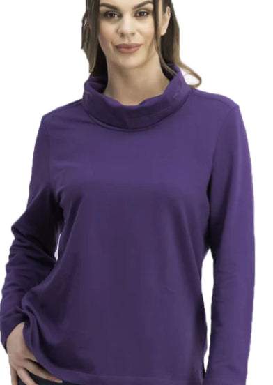 Karen Scott Top esportivo feminino com gola alta, roxo, tamanho extragrande
