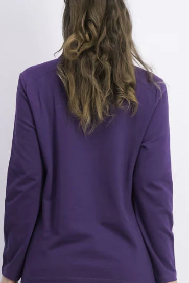 Karen Scott Top esportivo feminino com gola alta, roxo, tamanho extragrande