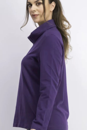 Karen Scott Top esportivo feminino com gola alta, roxo, tamanho extragrande