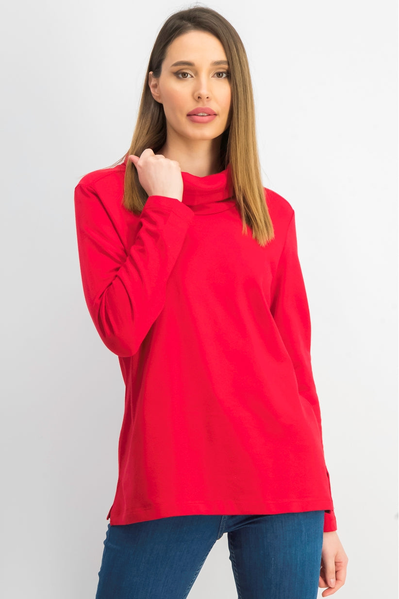 Karen Scott Top esportivo feminino com gola alta, vermelho, tamanho 2, extra grande