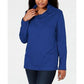 Karen Scott Top esportivo feminino com gola alta, azul, tamanho grande