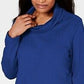 Karen Scott Top esportivo feminino com gola alta, azul, tamanho grande