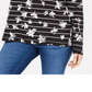 Karen Scott Top esportivo feminino com estampa de gola funil, preto, tamanho extragrande