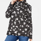 Karen Scott Top esportivo feminino com estampa de gola funil, preto, tamanho pequeno