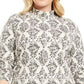 Karen Scott Blusa Plus Size Estampada Gola Mock Feminina Cinza Tamanho 1X
