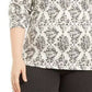 Karen Scott Blusa Plus Size Estampada Gola Mock Feminina Cinza Tamanho 1X