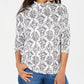 Karen Scott Blusa Plus Size Estampada Gola Mock Feminina Cinza Médio Tamanho 2X