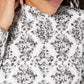 Karen Scott Blusa Plus Size Estampada Gola Mock Feminina Cinza Médio Tamanho 2X