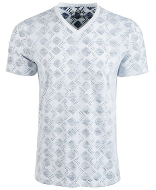 Camiseta masculina American Rag com estampa geométrica e decote em V, branca, tamanho 2, extra grande