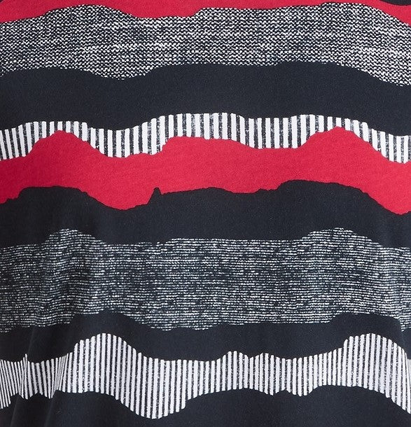 Camiseta texturizada listrada ondulada masculina American Rag, preta, tamanho X-G