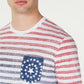 Camiseta masculina American Rag com bolso listrado em tons, branca, tamanho grande
