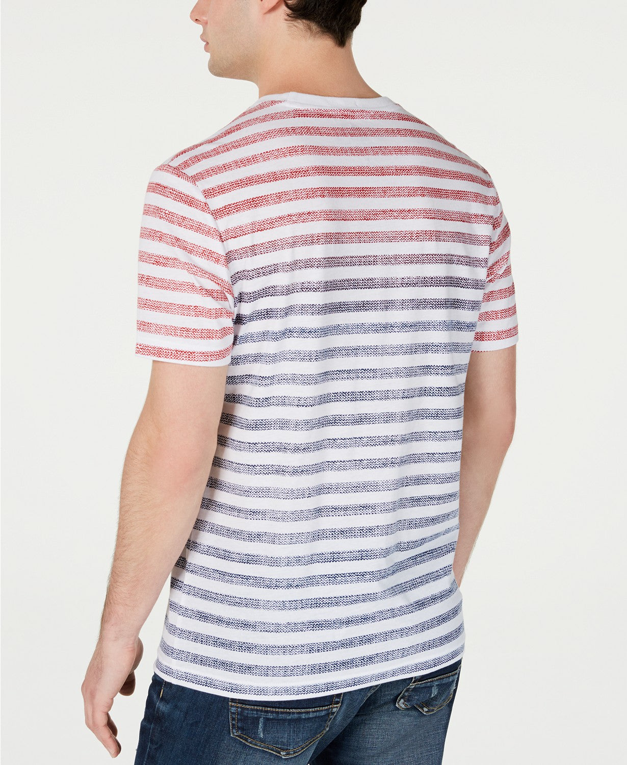 Camiseta masculina American Rag com bolso listrado em tons, branca, tamanho extra grande