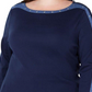 Karen Scott Blusa Feminina Manga 3/4 com Acabamento em Tachas Azul Tamanho Grande