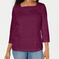 Karen Scott Blusa Feminina Listrada com Decote Quadrado e Renda Vermelha Tamanho P