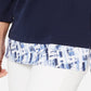 Karen Scott Blusa feminina lisa e xadrez com aparência em camadas, azul-marinho, tamanho pequeno
