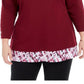 Karen Scott Blusa feminina lisa e xadrez com aparência em camadas, vermelha, tamanho grande