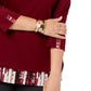 Karen Scott Blusa feminina lisa e xadrez com aparência em camadas, vermelha, tamanho pequeno