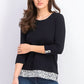 Karen Scott Top feminino pequeno com acabamento estampado, preto, tamanho pequeno