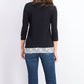 Karen Scott Top feminino pequeno com acabamento estampado, preto, tamanho pequeno