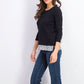 Karen Scott Top feminino pequeno com acabamento estampado, preto, tamanho pequeno