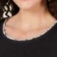Karen Scott Top feminino plus size com bainha estampada e manga 3/4, preto, tamanho 1X