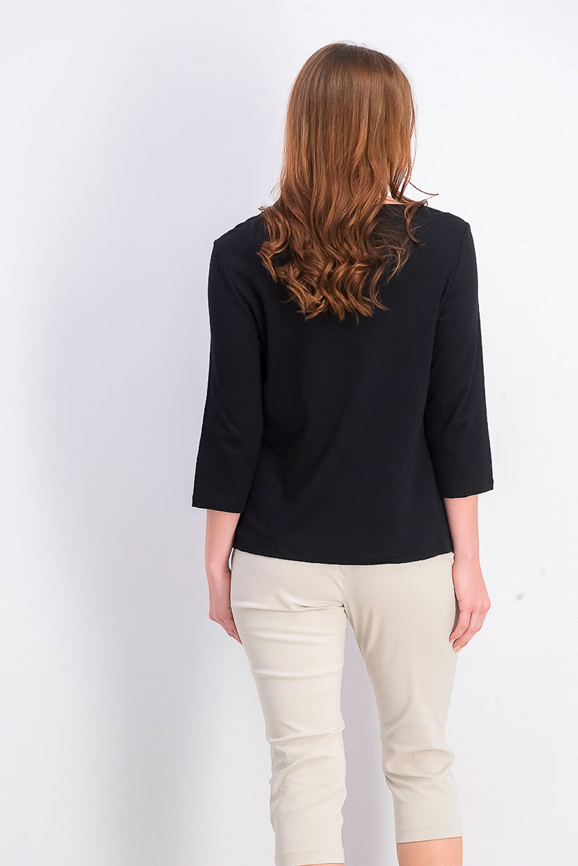 Karen Scott Top Feminino com Acabamento em Ilhós Preto Tamanho Grande